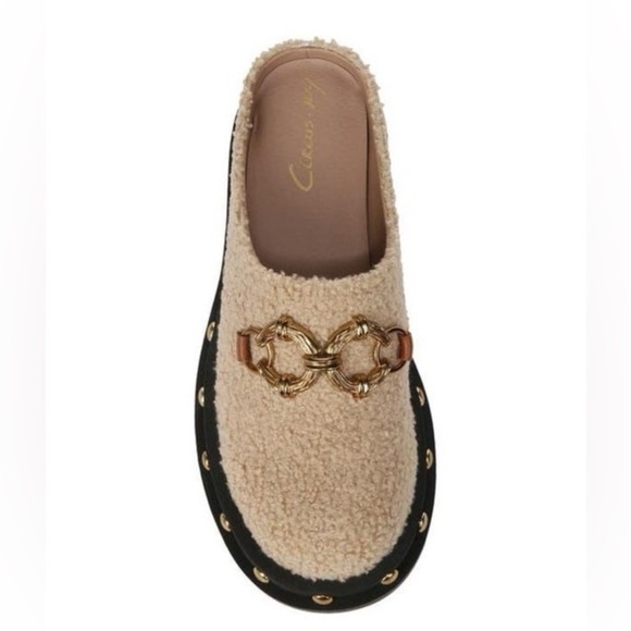 NWT Circus NY by Sam Edelman Annie Sherpa Chain Bit Platform Clogs Sz 7,5 - Picture 4 of 5